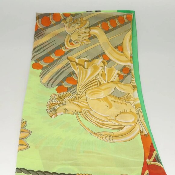 HERMES Large Format Scarf Silk Green Auth - Picture 1 of 9